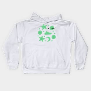 Dreamy skies above in green Kids Hoodie